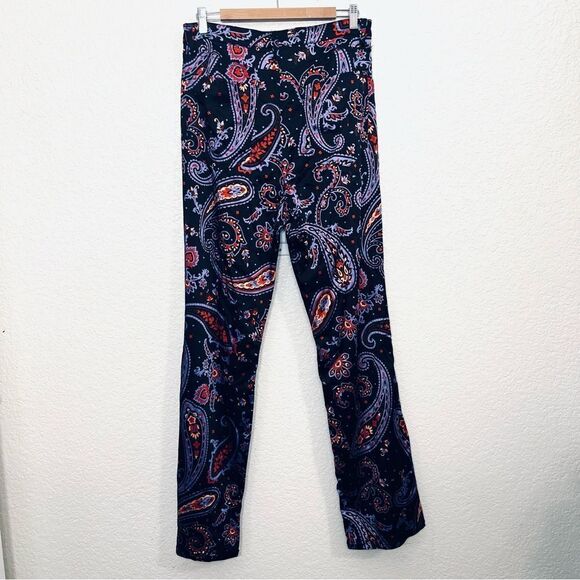 Danielle Bernstein x We Wore What Flare Satin Paisley Pants High Rise Size 32 - Picture 3 of 15